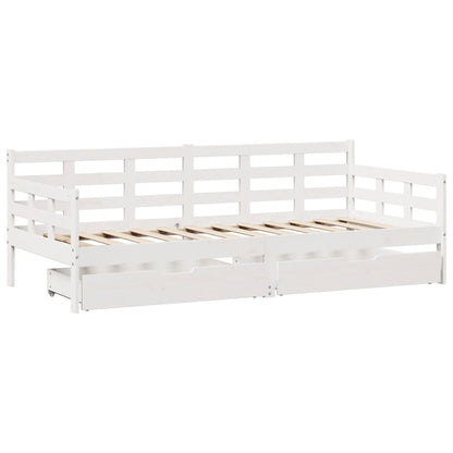 Slaapbank met lades 80x200 cm massief grenenhout wit
