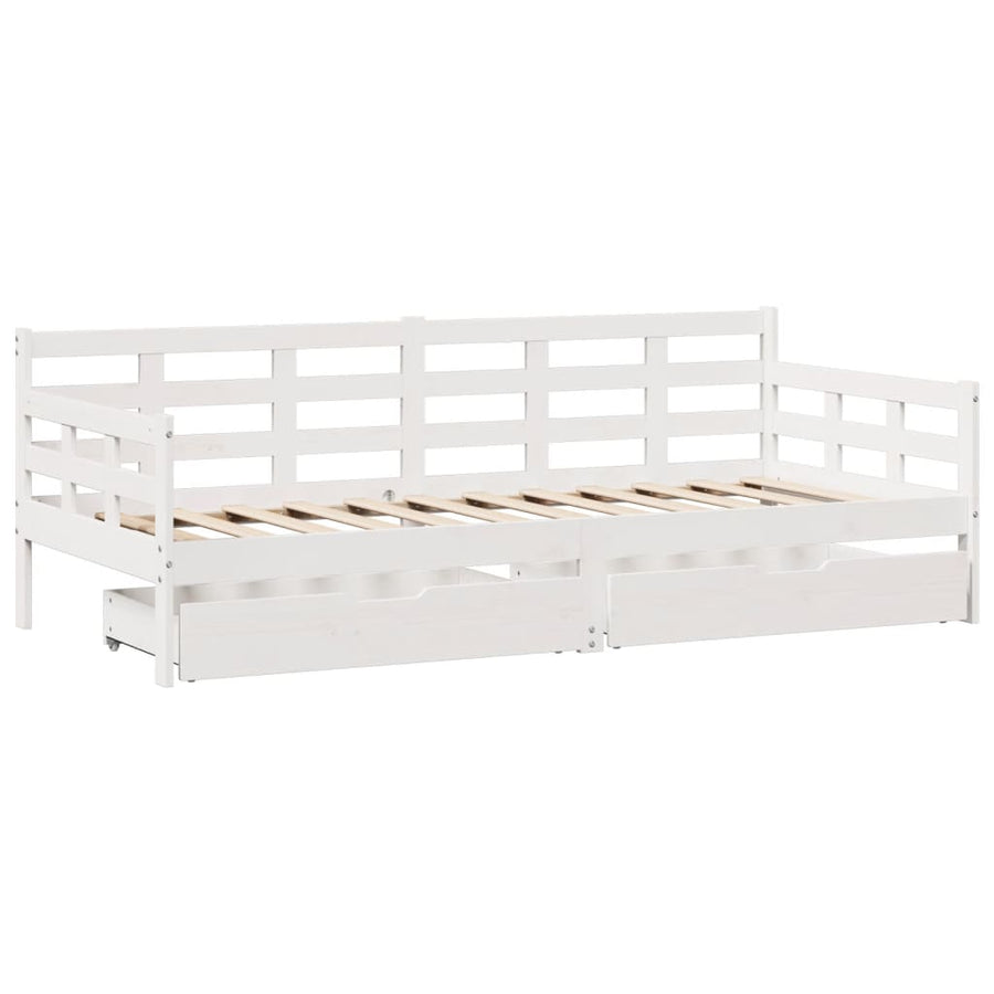 Slaapbank met lades 80x200 cm massief grenenhout wit