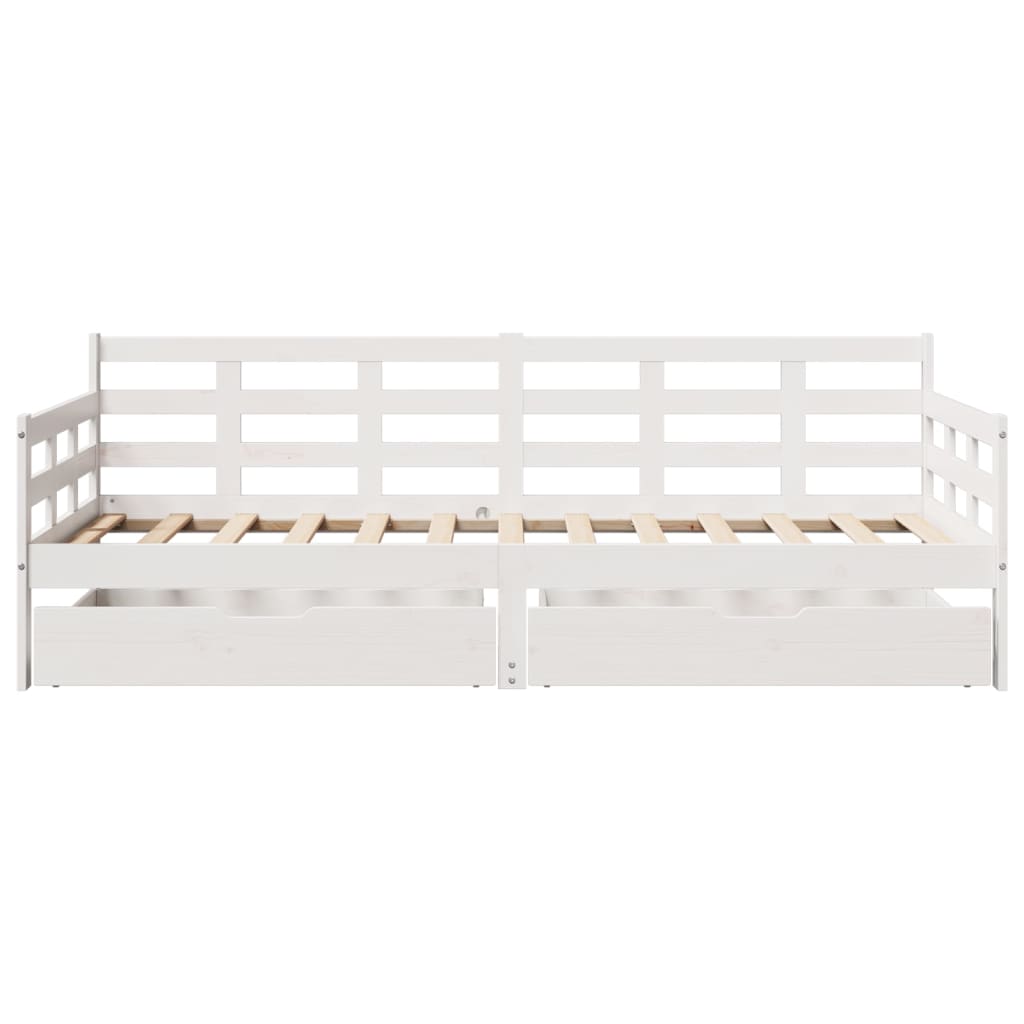 Slaapbank met lades 80x200 cm massief grenenhout wit