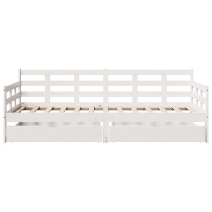 Slaapbank met lades 80x200 cm massief grenenhout wit