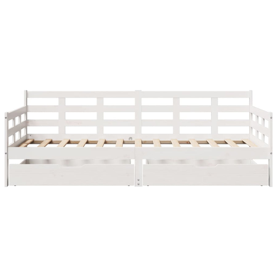 Slaapbank met lades 80x200 cm massief grenenhout wit