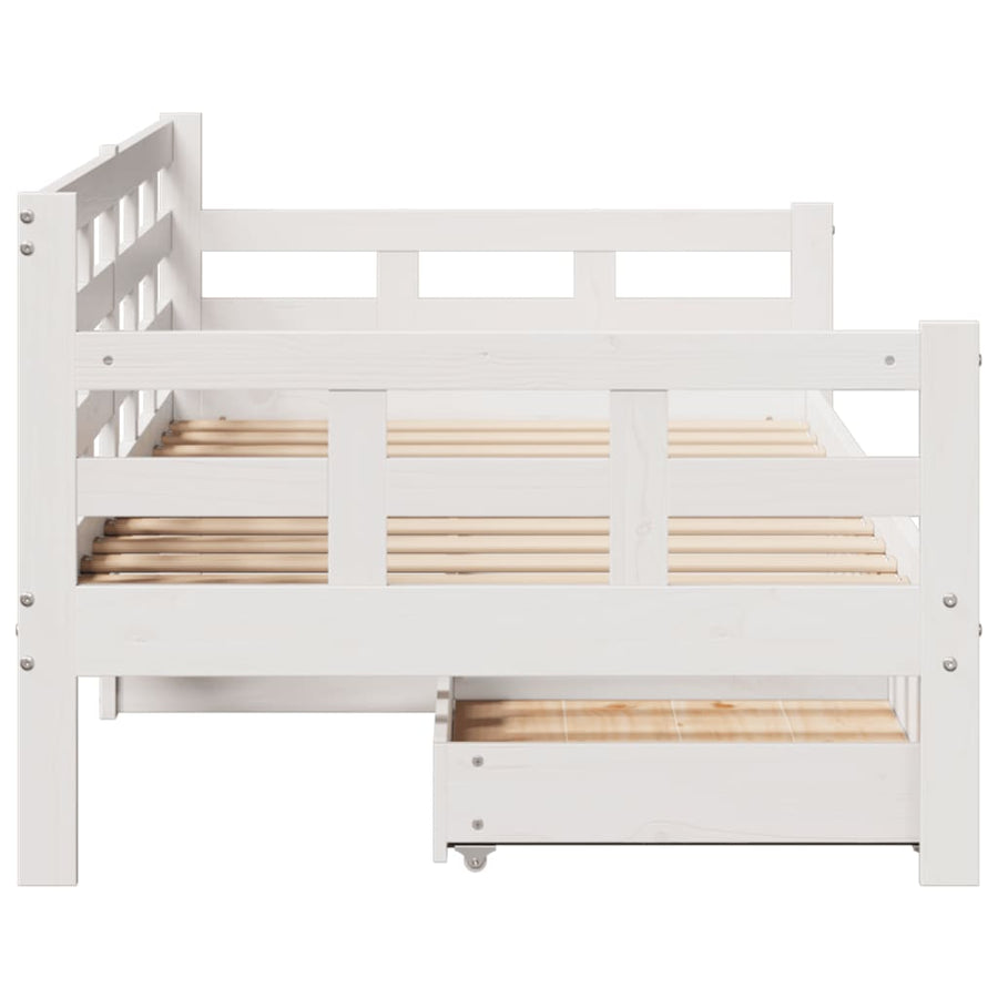 Slaapbank met lades 80x200 cm massief grenenhout wit