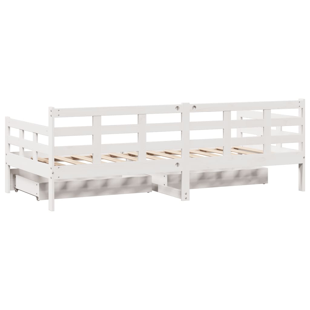 Slaapbank met lades 80x200 cm massief grenenhout wit