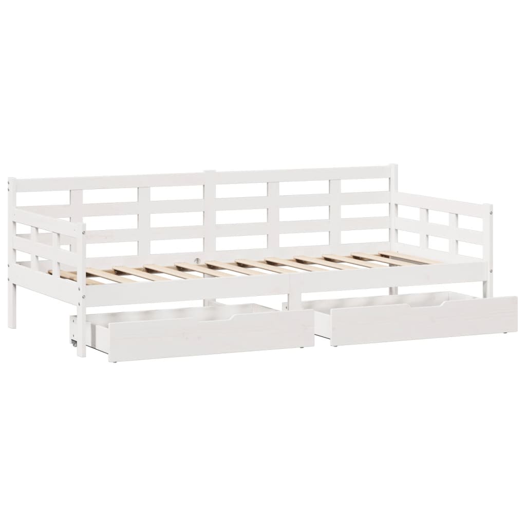 Slaapbank met lades 80x200 cm massief grenenhout wit