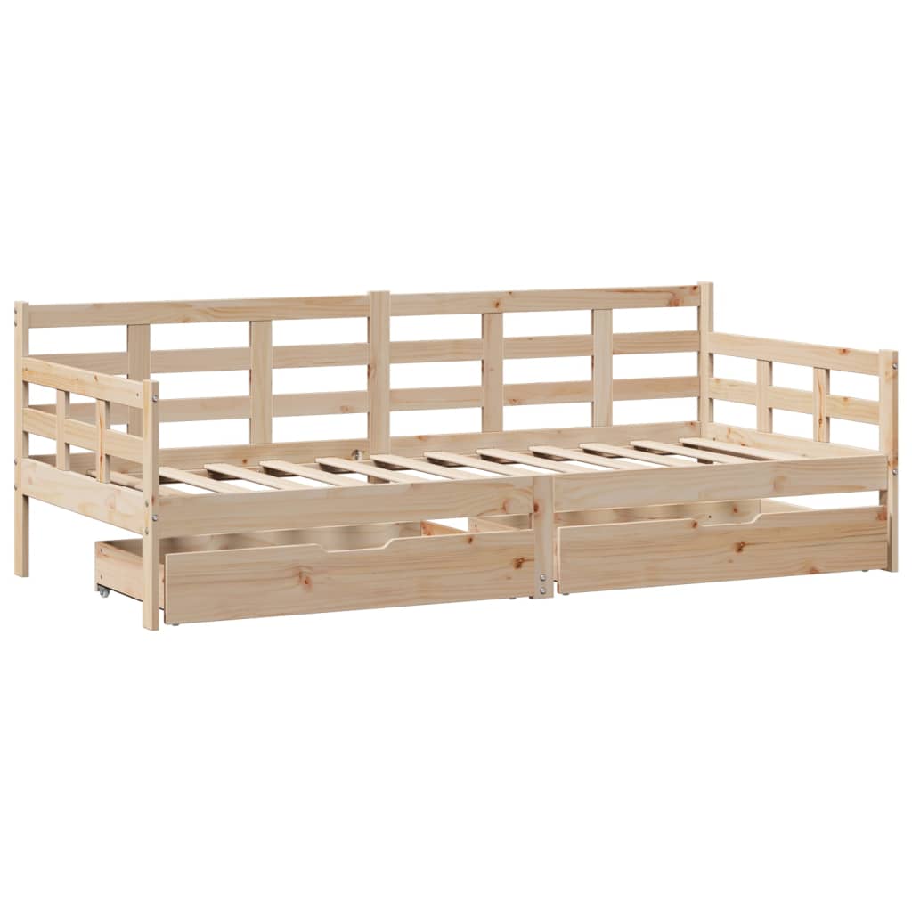 Slaapbank met lades 90x190 cm massief grenenhout