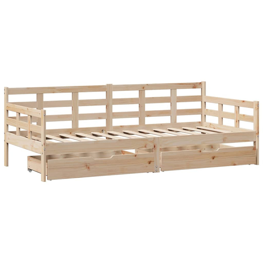 Slaapbank met lades 90x190 cm massief grenenhout