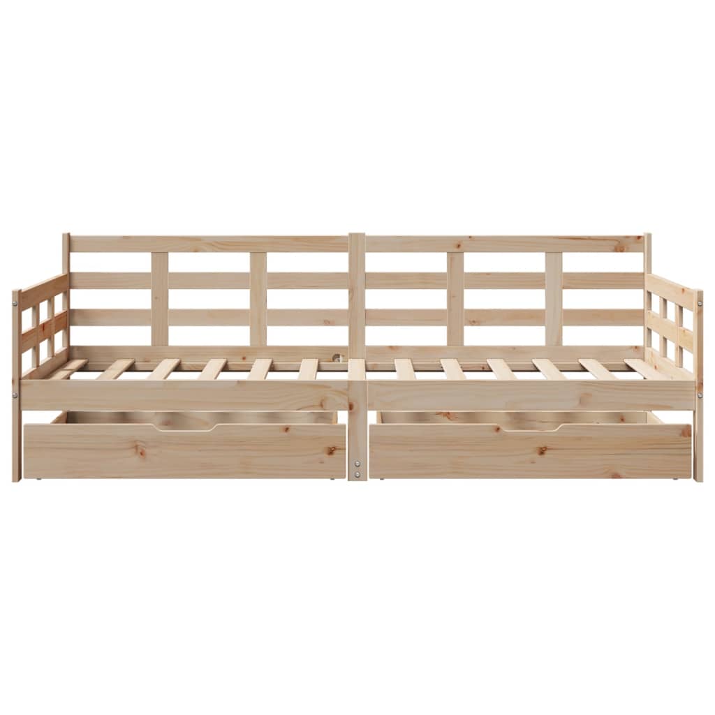 Slaapbank met lades 90x190 cm massief grenenhout