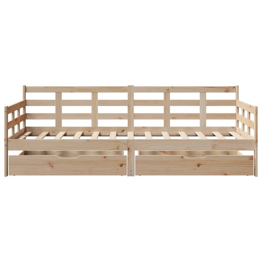 Slaapbank met lades 90x190 cm massief grenenhout