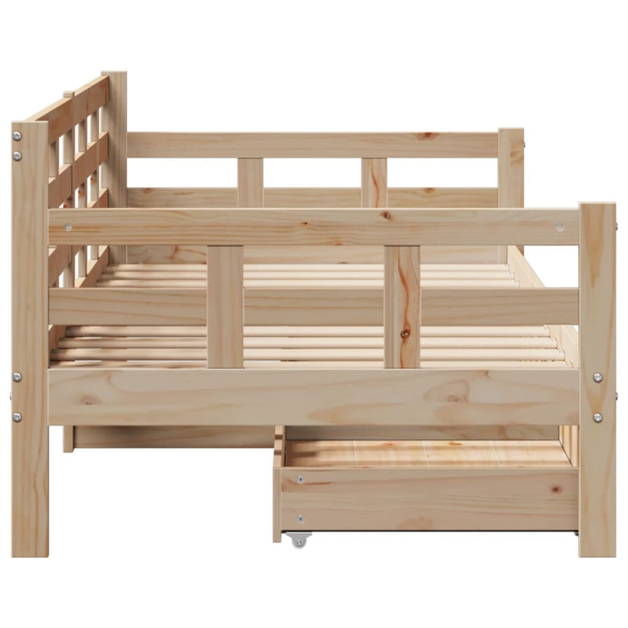 Slaapbank met lades 90x190 cm massief grenenhout