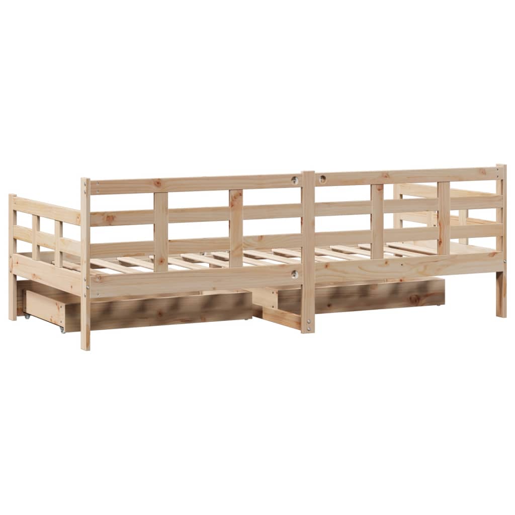 Slaapbank met lades 90x190 cm massief grenenhout