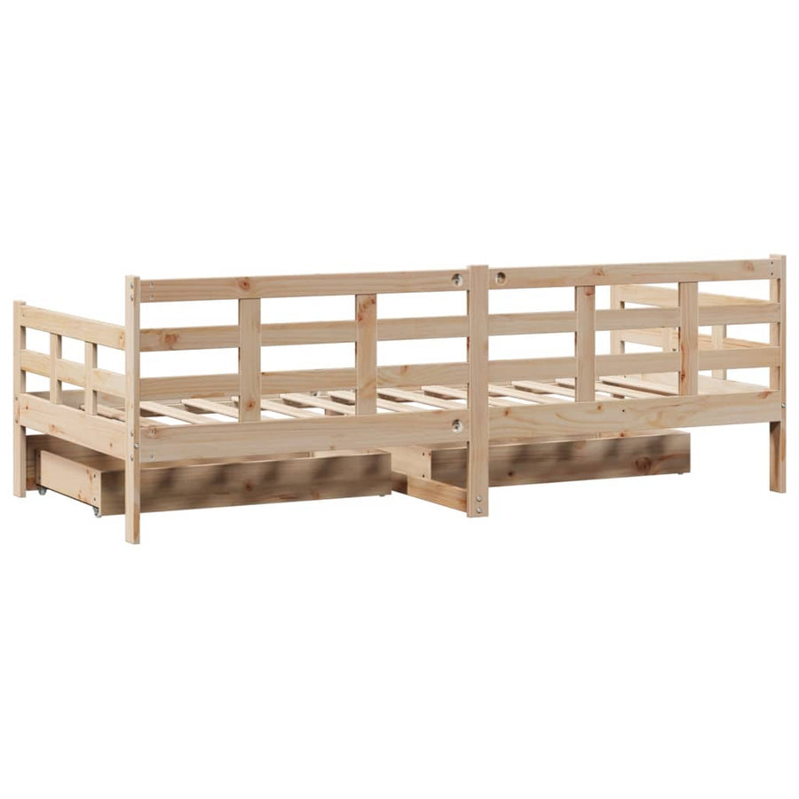 Slaapbank met lades 90x190 cm massief grenenhout
