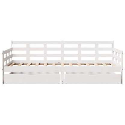 Slaapbank met lades 90x190 cm massief grenenhout wit