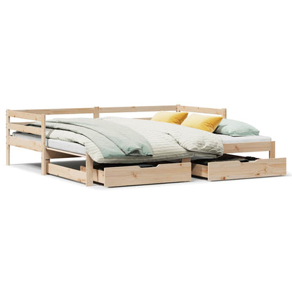 Slaapbank Met Lades 90X200 Cm Massief Grenenhout