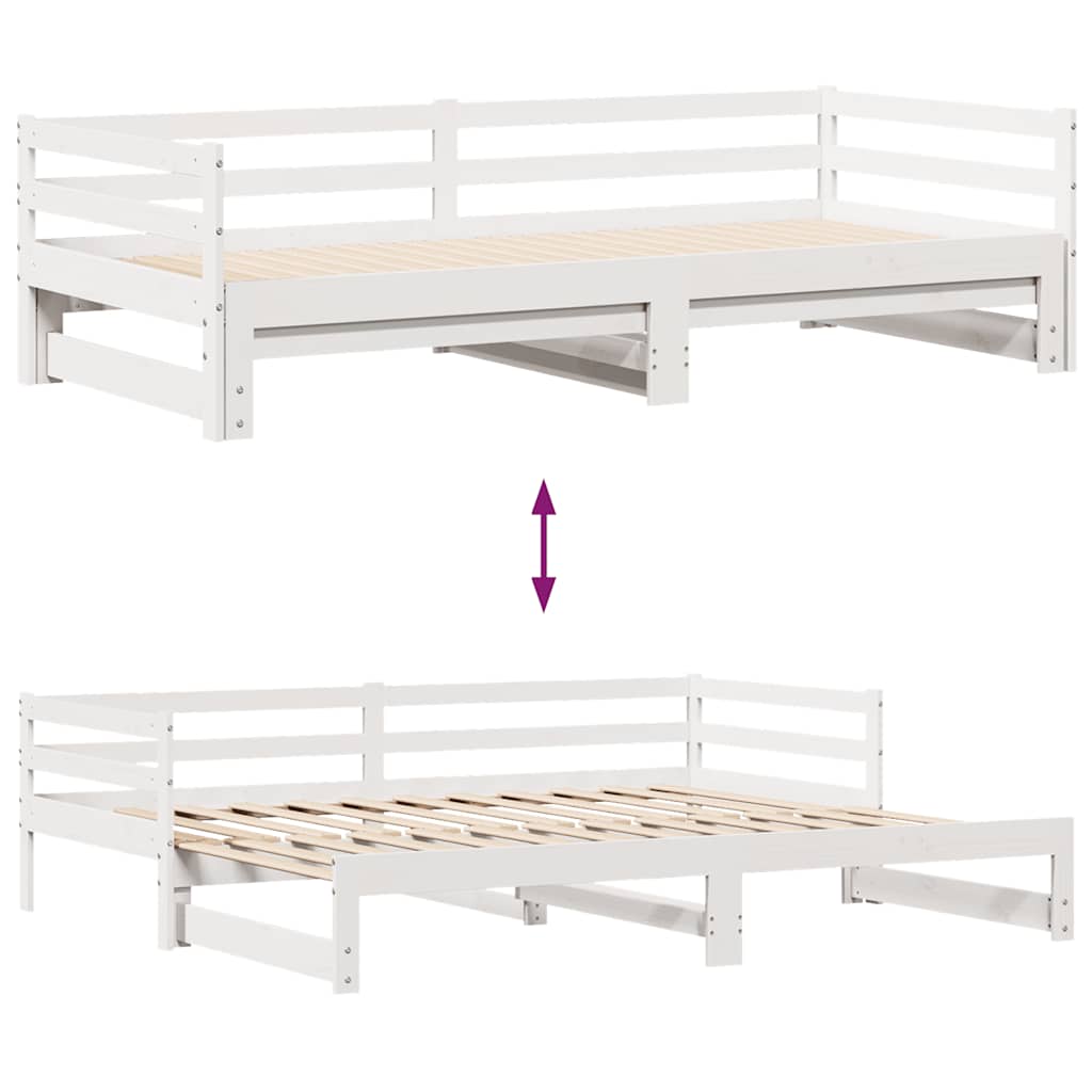 Slaapbank Met Lades 90X200 Cm Massief Grenenhout Wit