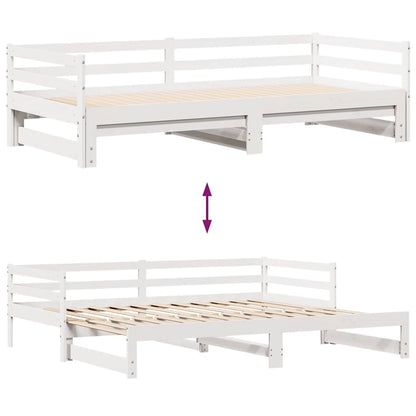 Slaapbank Met Lades 90X200 Cm Massief Grenenhout Wit