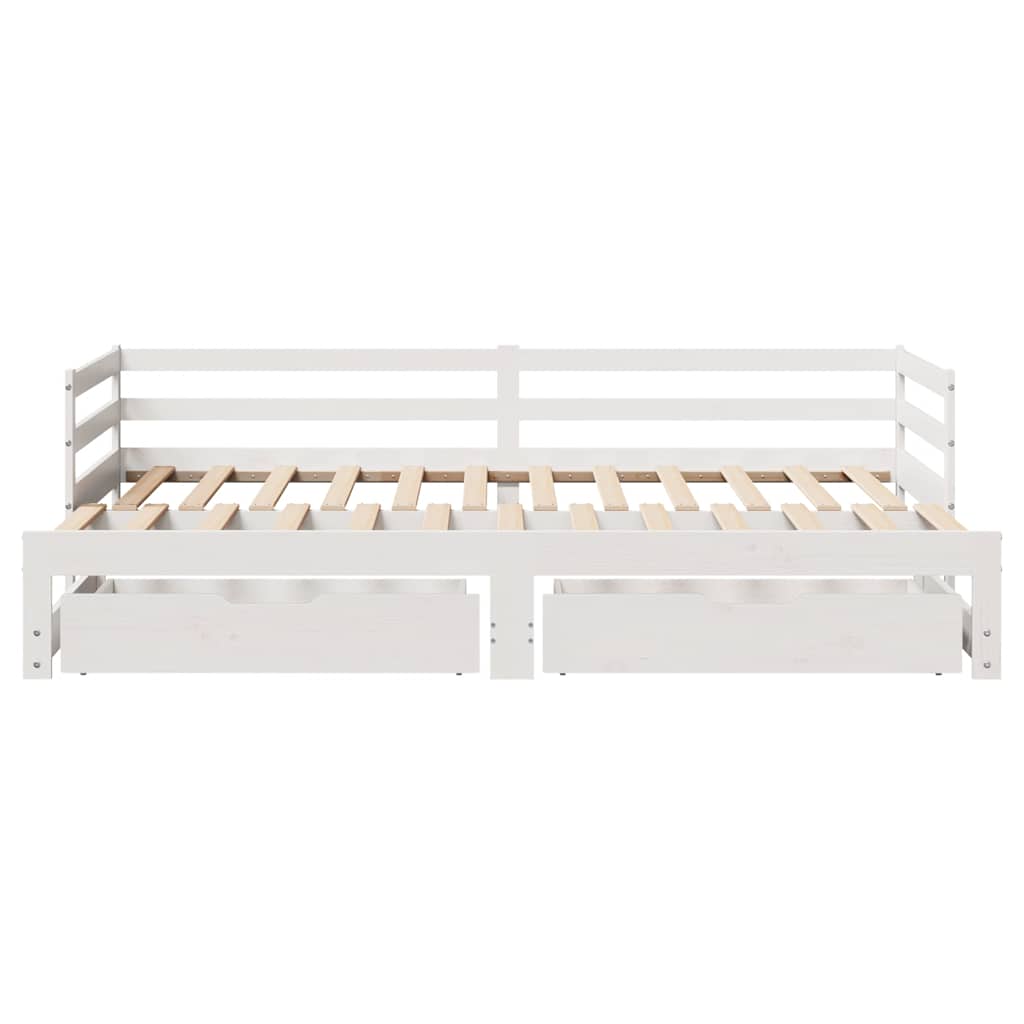 Slaapbank Met Lades 90X200 Cm Massief Grenenhout Wit
