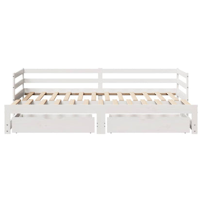 Slaapbank Met Lades 90X200 Cm Massief Grenenhout Wit