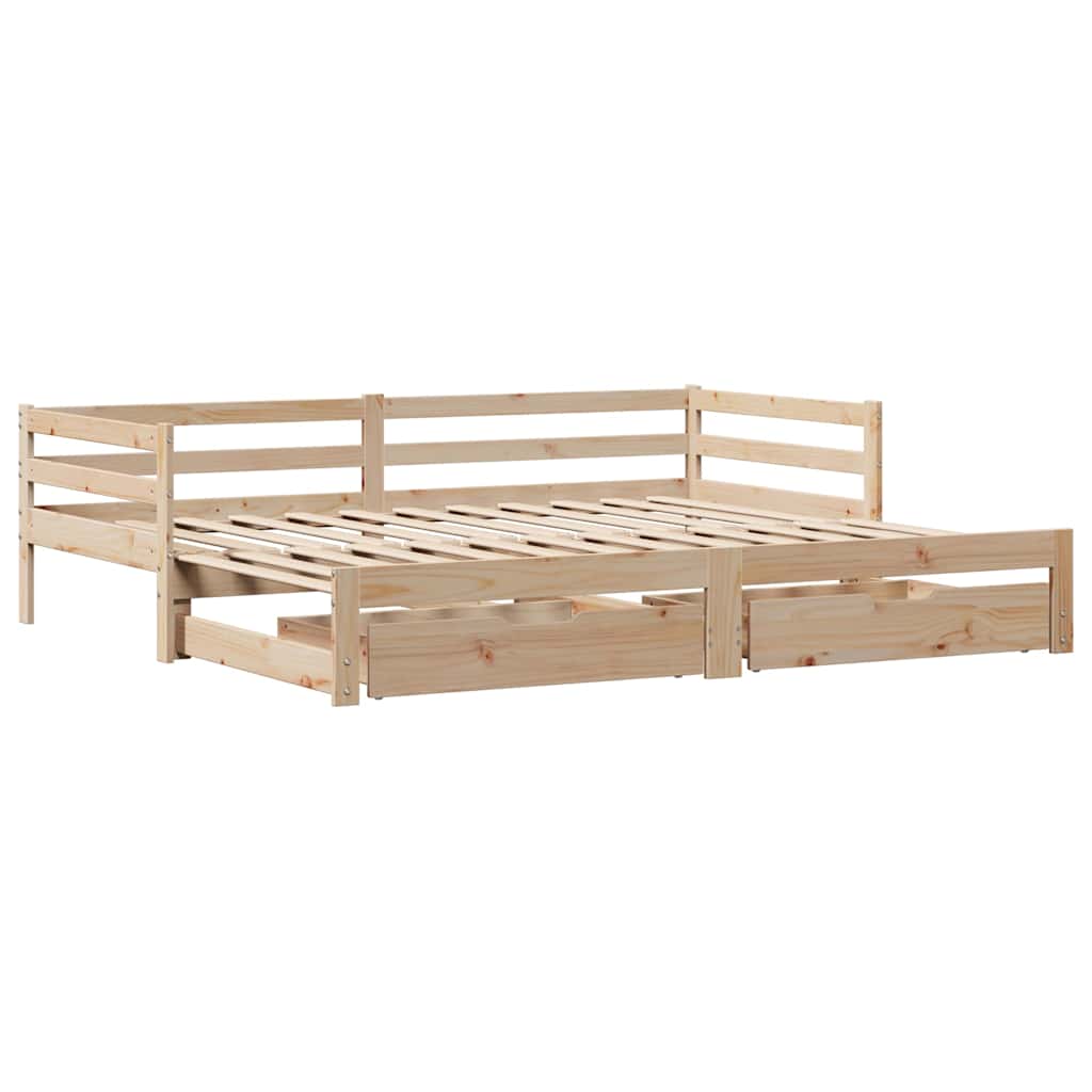 Slaapbank Met Onderschuifbed En Lades Zonder Matras 90X190 Cm