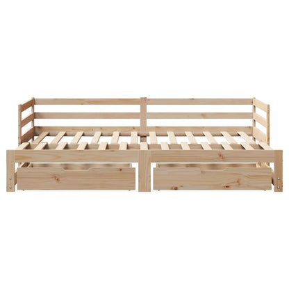 Slaapbank Met Onderschuifbed En Lades Zonder Matras 90X190 Cm