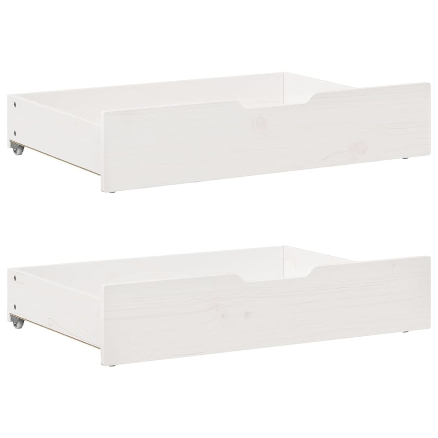 Slaapbank met onderschuifbed en lades 90x190 cm grenenhout wit