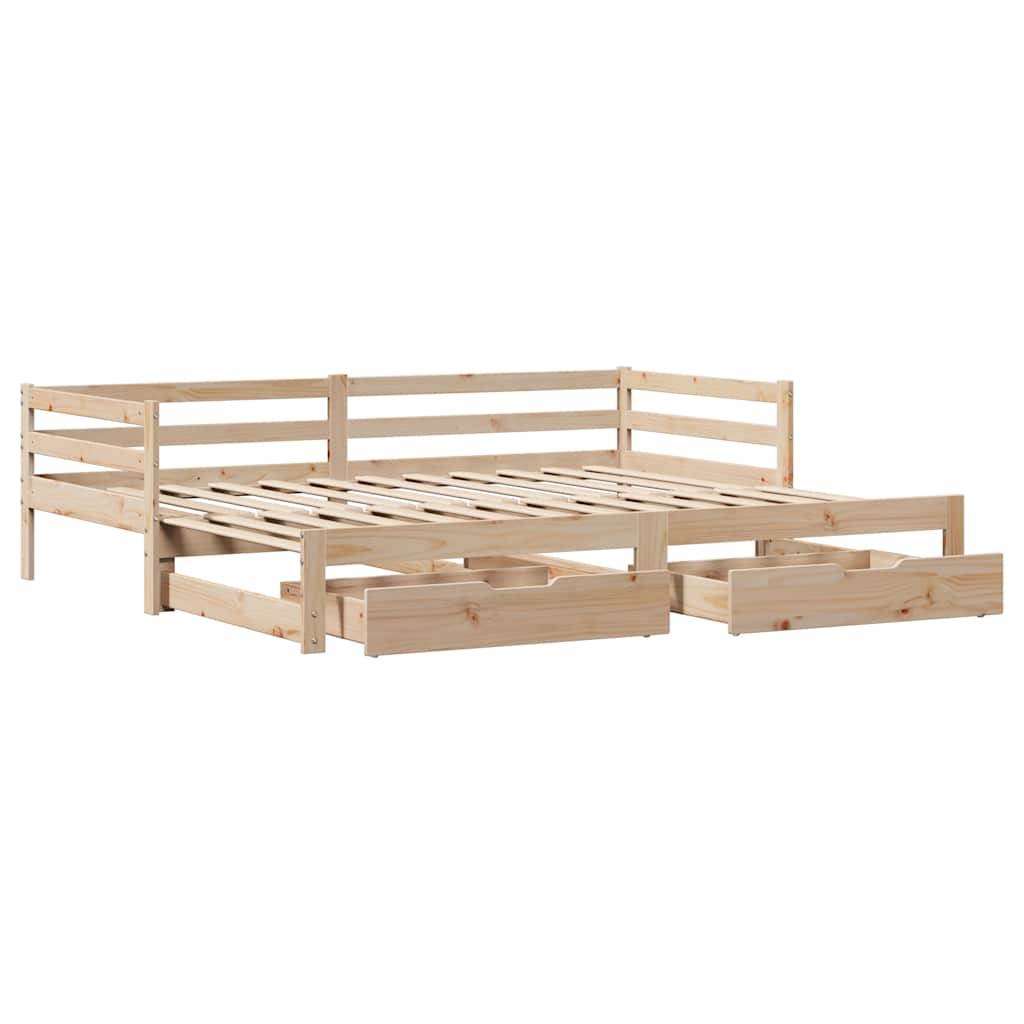 Slaapbank Met Onderschuifbed En Lades Zonder Matras 80X200 Cm