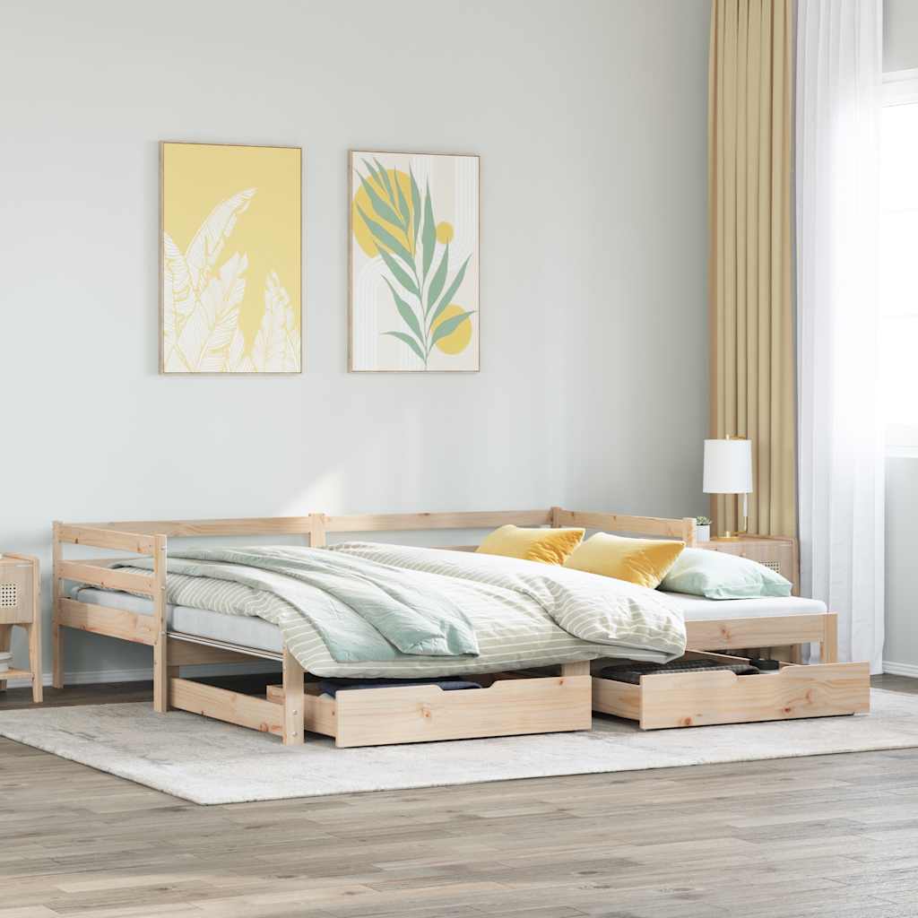 Slaapbank Met Onderschuifbed En Lades Zonder Matras 80X200 Cm