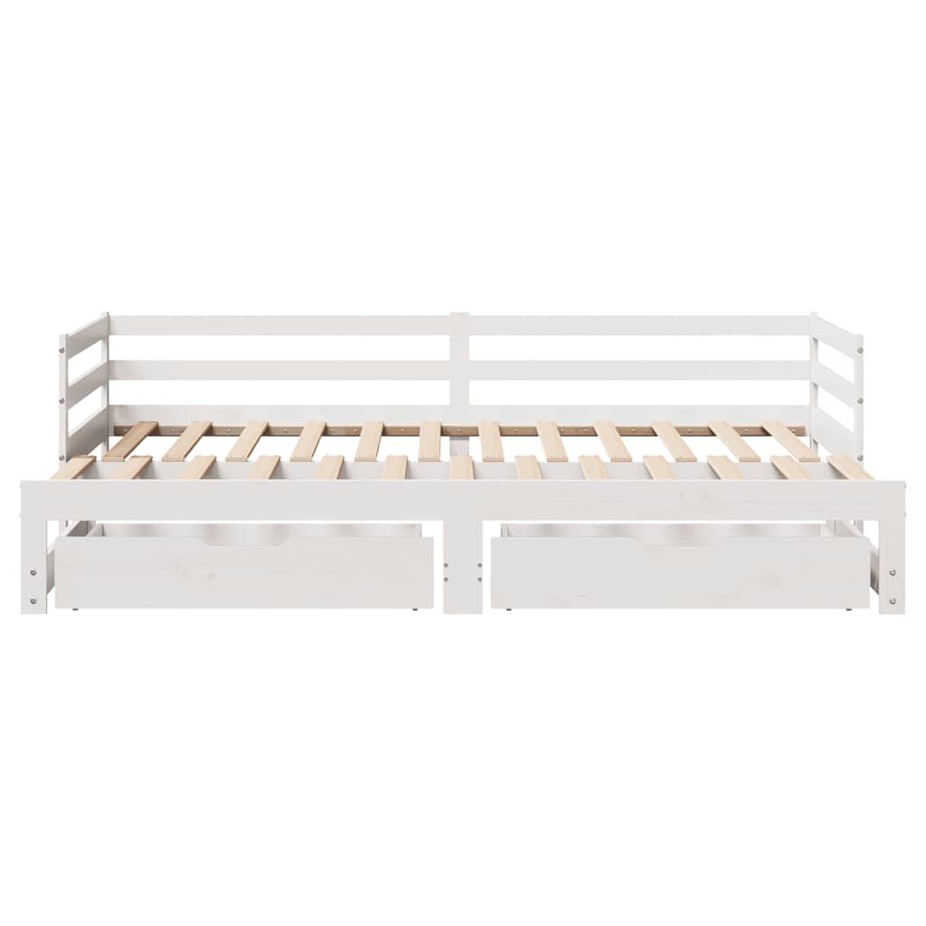Slaapbank met onderschuifbed/lades zonder matras 80x200 cm wit