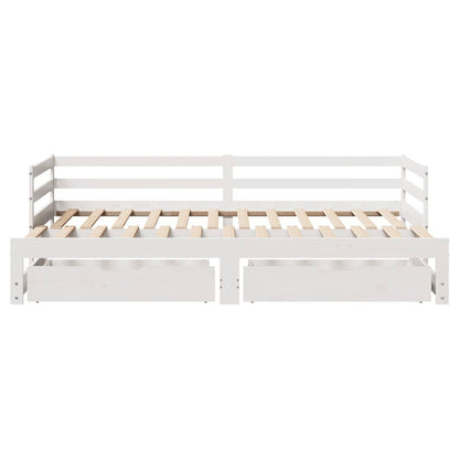 Slaapbank met onderschuifbed/lades zonder matras 80x200 cm wit