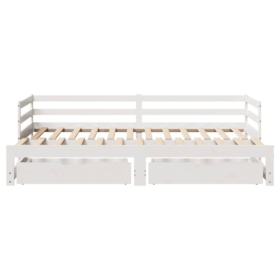 Slaapbank met onderschuifbed/lades zonder matras 80x200 cm wit