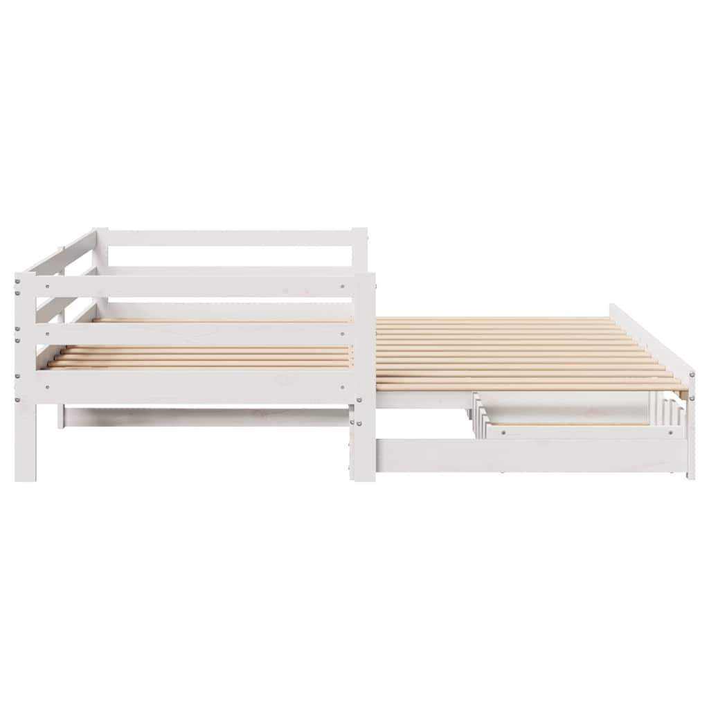 Slaapbank met onderschuifbed/lades zonder matras 80x200 cm wit