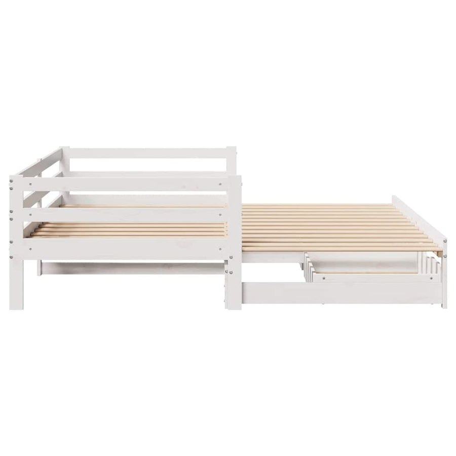 Slaapbank met onderschuifbed/lades zonder matras 80x200 cm wit