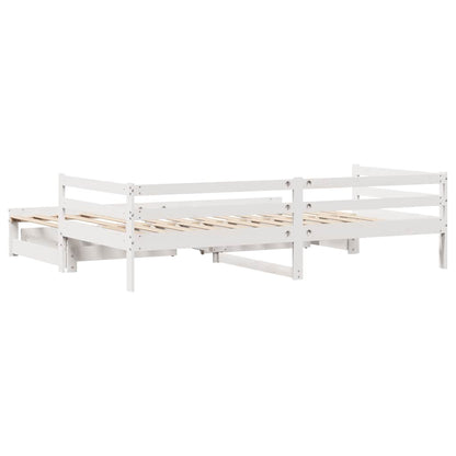Slaapbank met onderschuifbed/lades zonder matras 80x200 cm wit