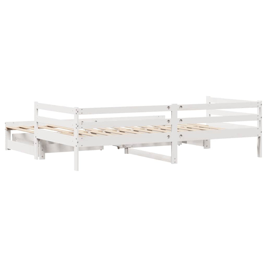 Slaapbank met onderschuifbed/lades zonder matras 80x200 cm wit