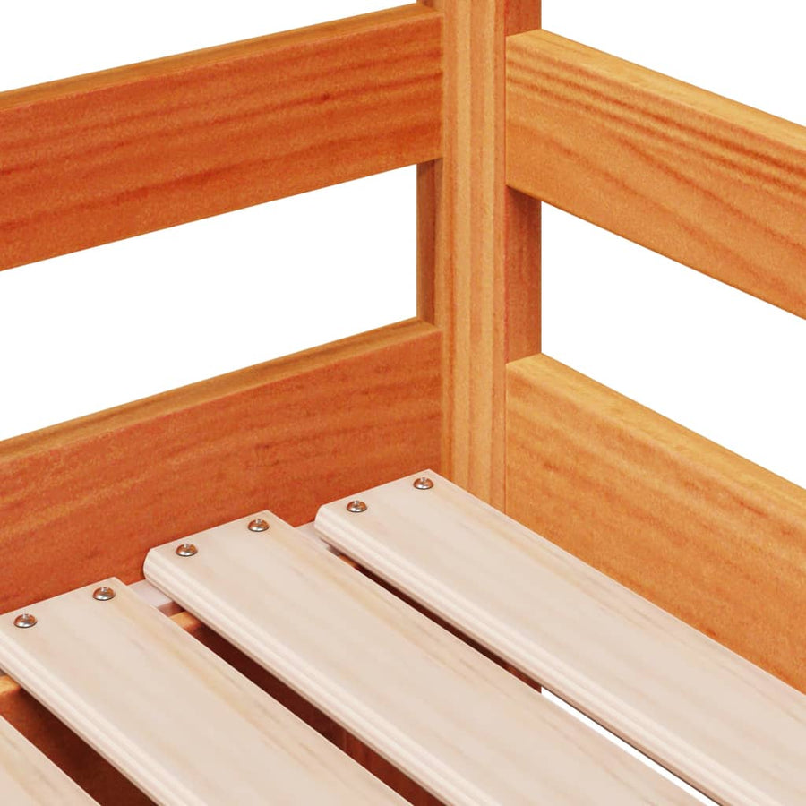 Slaapbank onderschuifbed en lades 90x190 cm grenenhout wasbruin