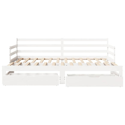 Slaapbank met lades 90x200 cm massief grenenhout wit