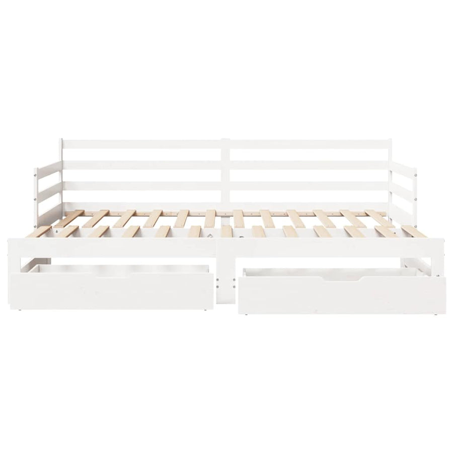 Slaapbank met lades 90x200 cm massief grenenhout wit