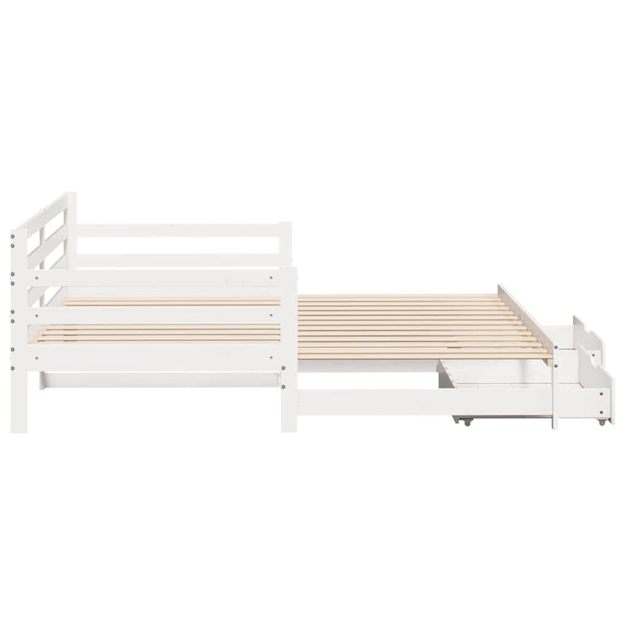 Slaapbank met lades 90x200 cm massief grenenhout wit