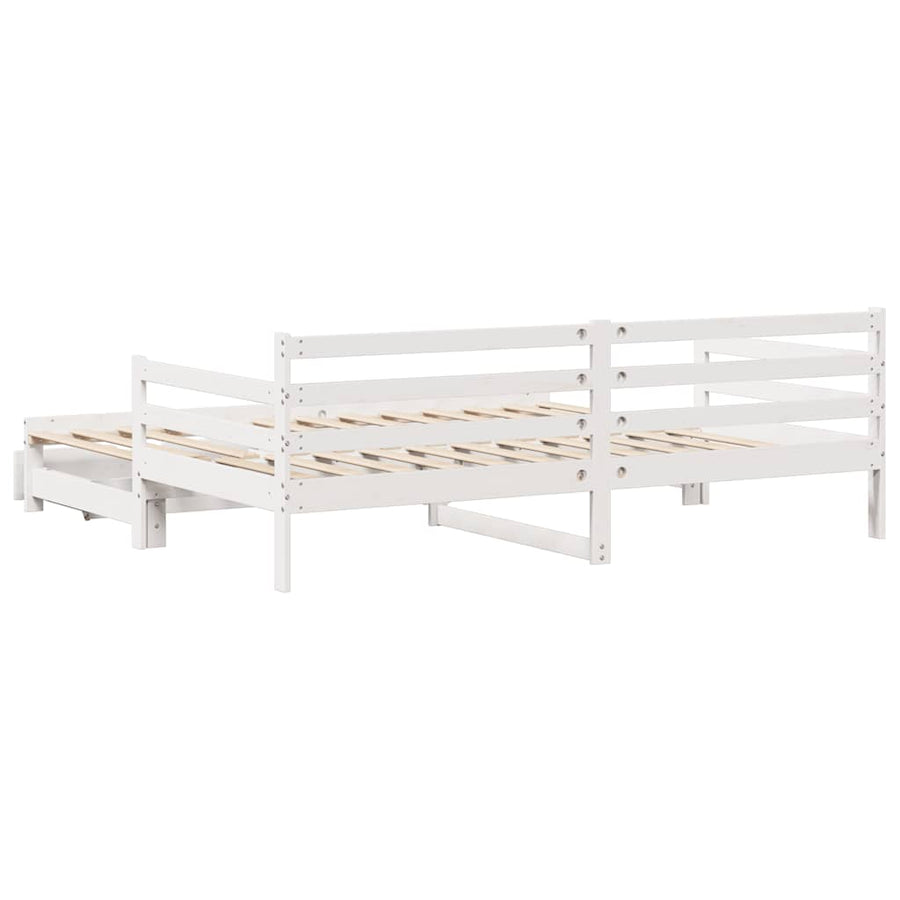 Slaapbank met lades 90x200 cm massief grenenhout wit