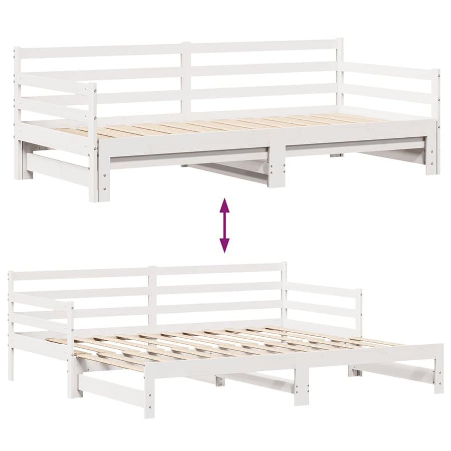 Slaapbank met lades 90x200 cm massief grenenhout wit