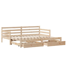Slaapbank met onderschuifbed en lades 90x200 cm grenenhout