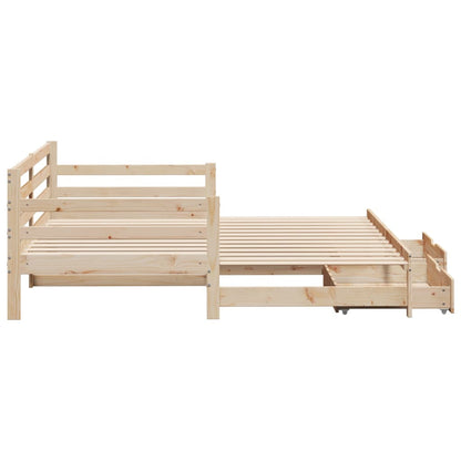 Slaapbank met onderschuifbed en lades 90x200 cm grenenhout