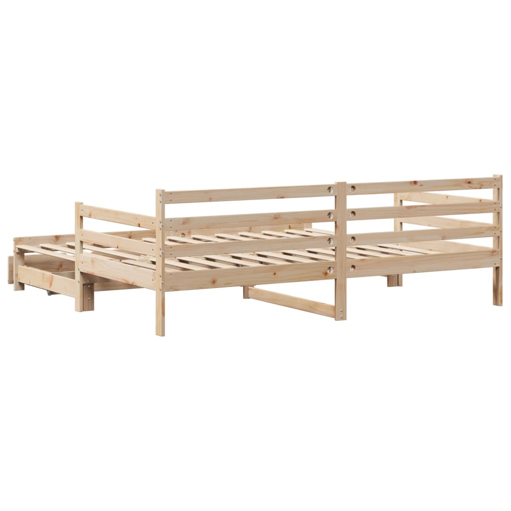 Slaapbank met onderschuifbed en lades 90x200 cm grenenhout