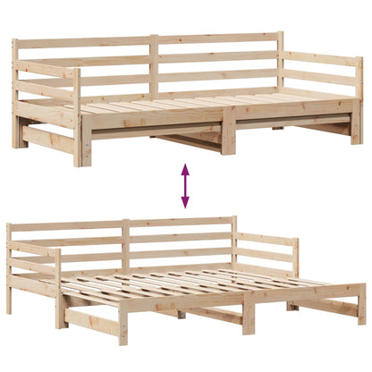 Slaapbank met onderschuifbed en lades 90x200 cm grenenhout