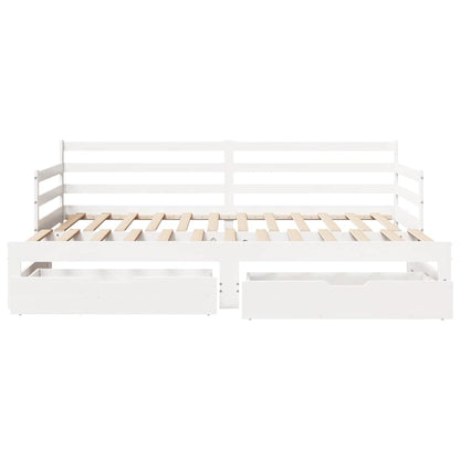 Slaapbank met onderschuifbed/lades zonder matras 90x200 cm wit