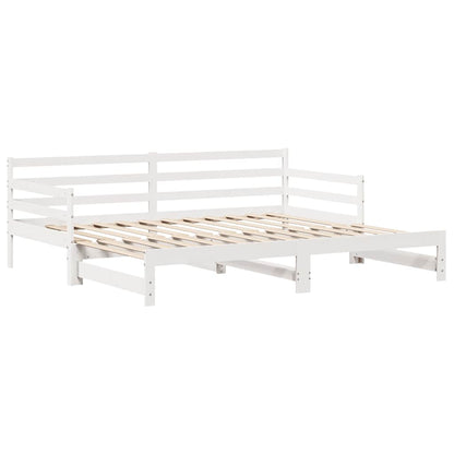 Slaapbank met onderschuifbed/lades zonder matras 90x200 cm wit