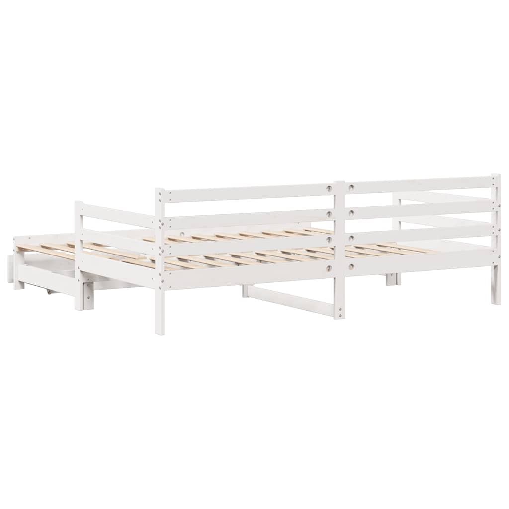 Slaapbank met onderschuifbed/lades zonder matras 90x200 cm wit