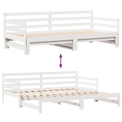 Slaapbank met onderschuifbed/lades zonder matras 90x200 cm wit