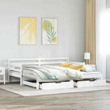 Slaapbank met onderschuifbed/lades zonder matras 90x200 cm wit