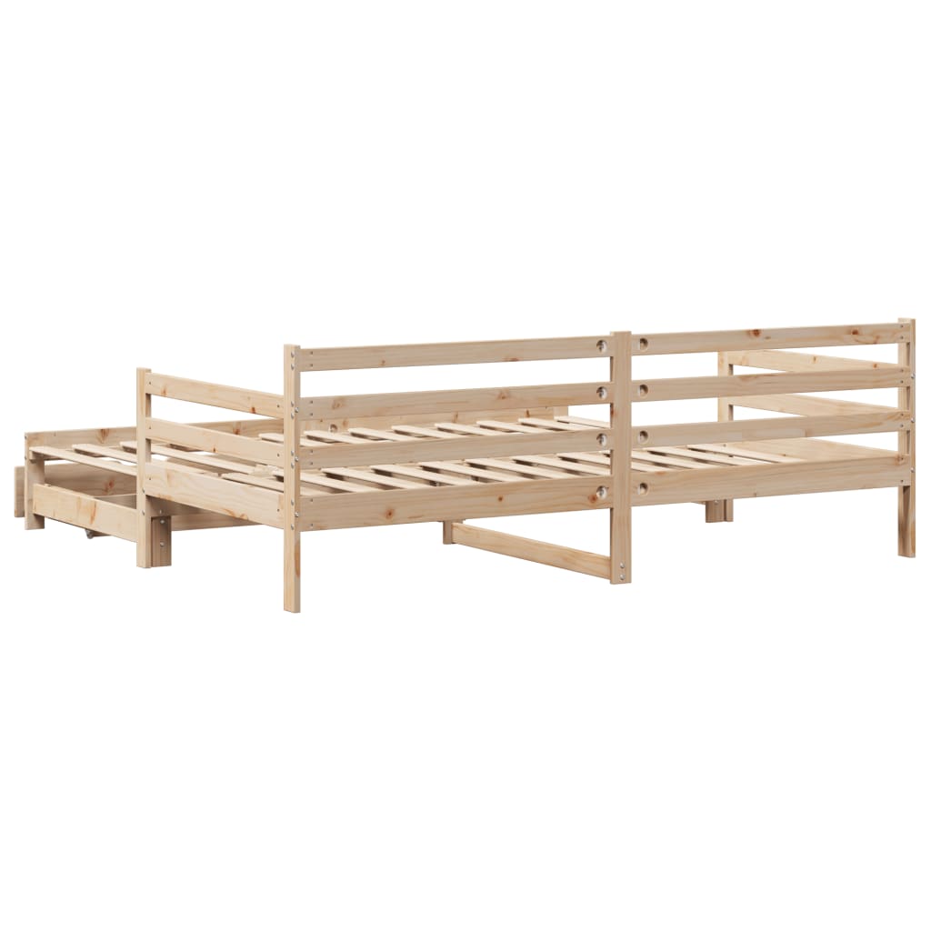 Slaapbank met onderschuifbed en lades 80x200 cm grenenhout