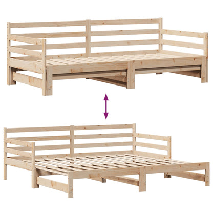 Slaapbank met onderschuifbed en lades 80x200 cm grenenhout